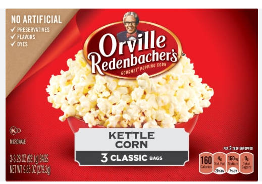 Orville Popcorn Kettle Corn 3 ct 3.28 oz