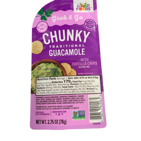 Grab & Go Chunky Traditional Guacamole with Tortilla Chips 2.75 oz