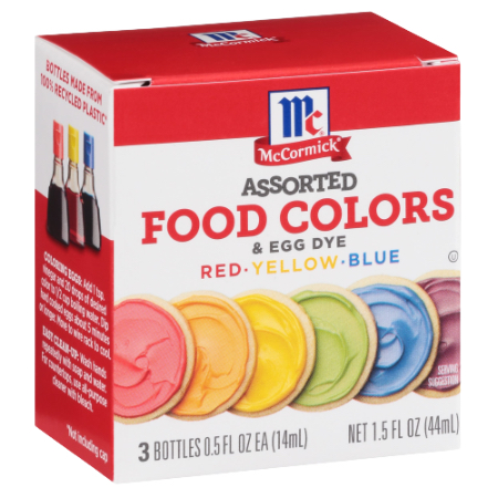 McCormick Food Colors & Egg Dye (Red, Yellow, Blue)1.5 oz