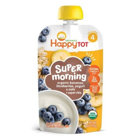 Happy Tot Organic Bananas, Blueberries, yogurt & oats + Super Chia Juice (4 Months) 4.22 oz