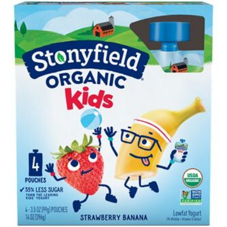 Stonyfield Organic Yogurt With Real Fruit Strawberry & Banana 4 ct 3.5 oz