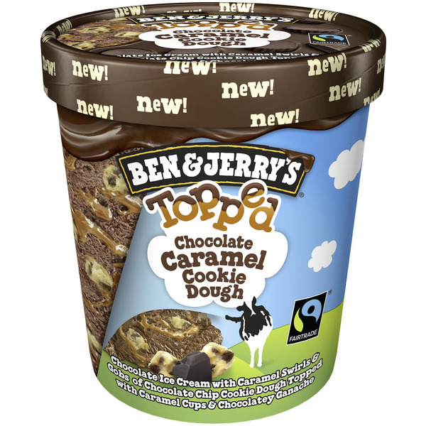 Ben & Jerry's Topped Chocolate Caramel Cookie Dough Ice Cream 450ml