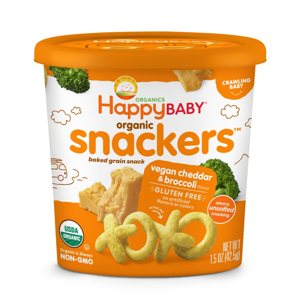 Happy Baby Organic Snackers Vegan Cheddar Broccoli (Crawling Baby) 1.5 oz