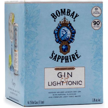 BomBay Sapphire Gin & Light Tonic 4 pk 250 ml