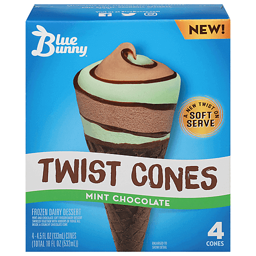 Blue Bunny Twist Cone Mint Chocolate 4 pk
