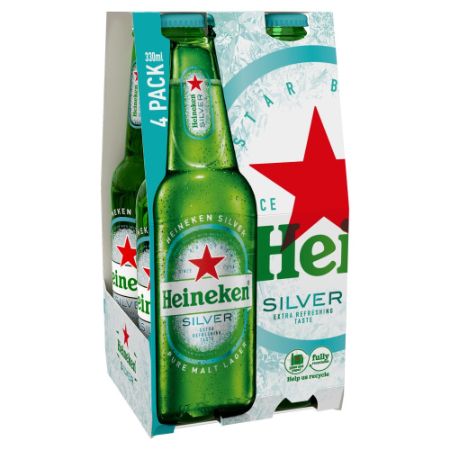 Heineken Silver Bottles 4 pk