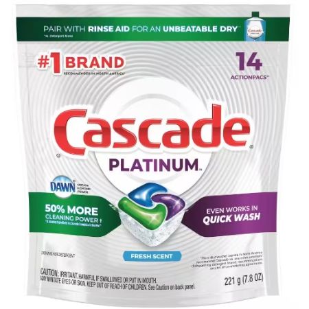 Cascade Action Pac Platinum Fresh Scent Dishwasher Detergent 14 ct