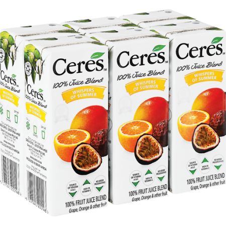 Ceres Whispers Of Summer 100% Fruit Juice 6 pack 200 ml
