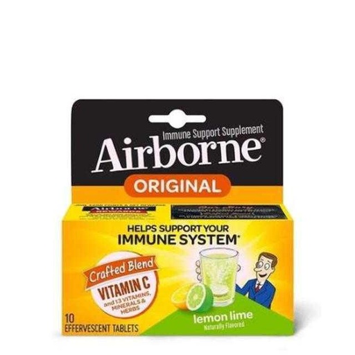 [647865100041] Airborne Vitamin C Lemon Lime Effervescent Tablets 10 ct
