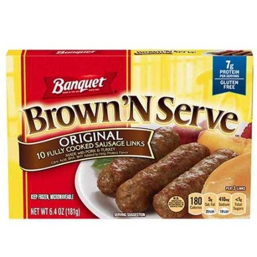 [031000307448] Banquet Brown 'N Serve Sausage Original 10 ct 6.4 oz