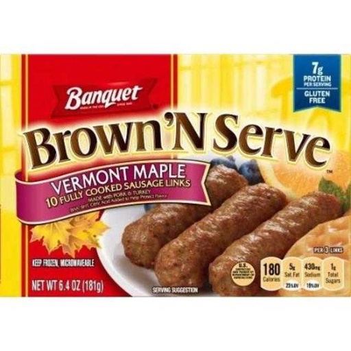 [031000184544] Banquet Brown 'N Serve Sausage Vermont Maple 10 ct 6.4 oz