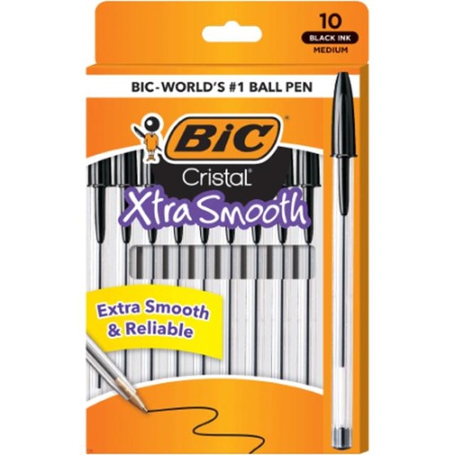 [070330682719] Bic Xtra Smooth Black Ball Pens 10 ct