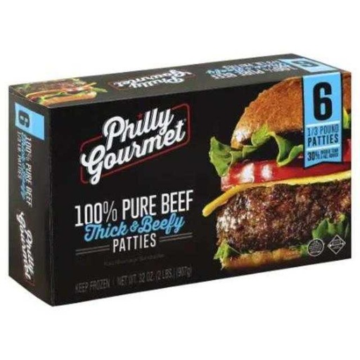 [073504611560] Philly Gourmet Burger Patties Thick & Beefy 6 ct 32 oz