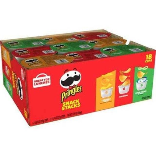 [038000182525] Pringles Snack Stacks 3 Flavor Variety Pack 18 ct