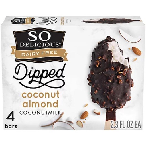 [744473474127] So Delicious Dairy-Free Dipped Coconut Almond Coconut Milk Ice Cream Bar 4 ct 2.3 oz