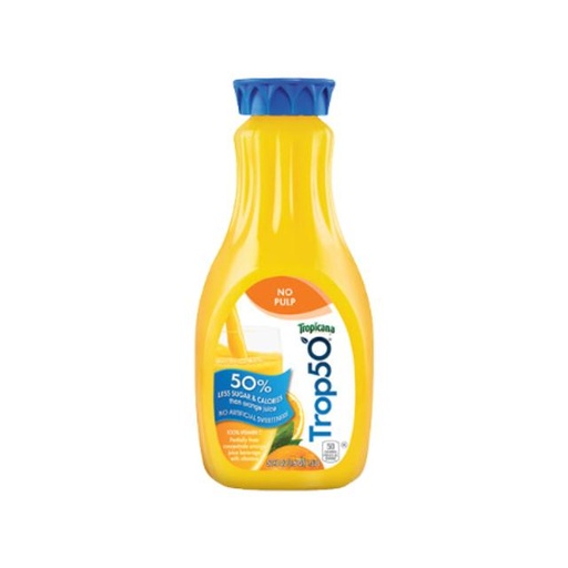 [048500202913] Tropicana 50% Less Sugar & Calories Orange Juice No Pulp 52 oz