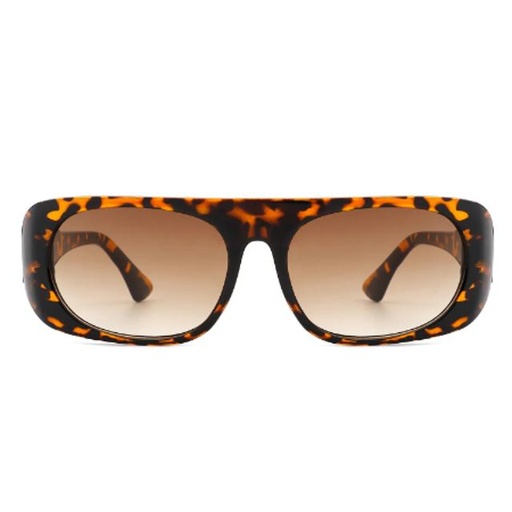 [00000249] Women's Rectangle Retro Vintage Oval Flat Top Fashion Sunglasses - Printed Brown (HS1112)