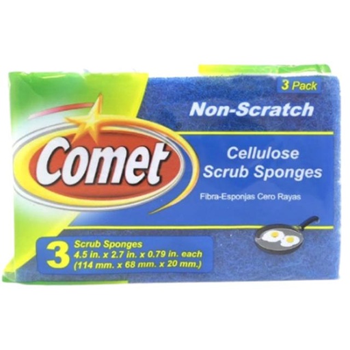 [071582001594] Comet Non-Scratch Cellulose Scrub Sponges 3 ct