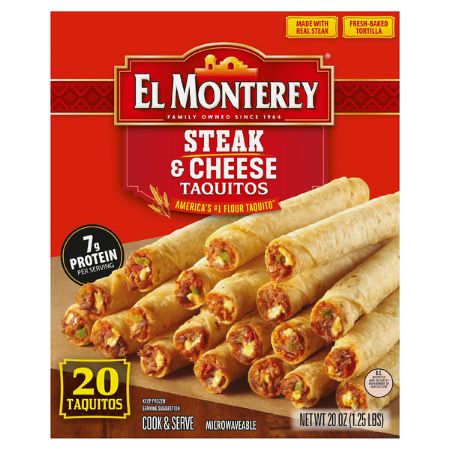[071007405204] El Monterey Steak & Cheese Taquitos 20 ct 20 oz