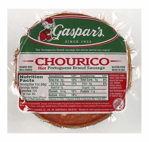 [00000318] Gaspar's Chourico Patties Hot 1 lb