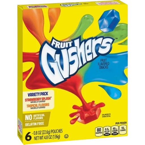 [016000147331] General Mills Fruit Gushers Variety Pack 6 ct 4.8 oz