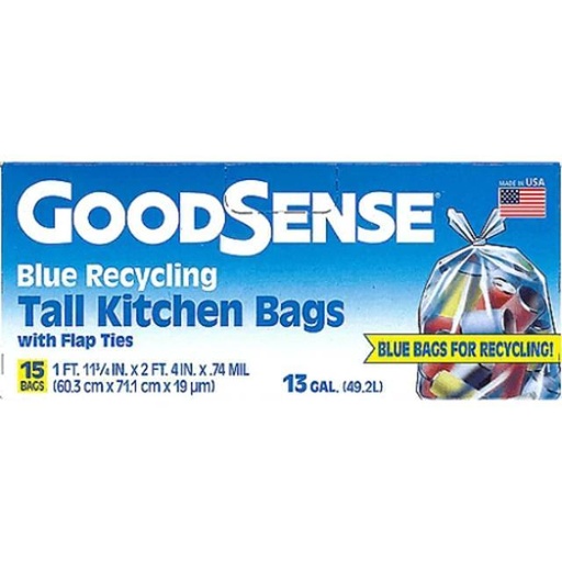 [029900401304] Good Sense Blue Recycling Tall Kitchen Bags 15 ct 13 gal