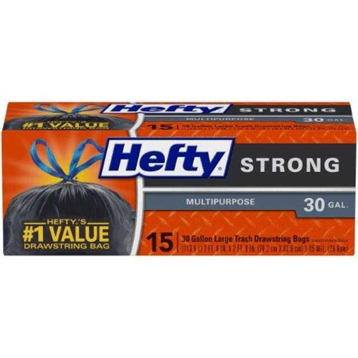 [013700223150] Hefty Extra Strong Trash Bags 15 ct 30 gal