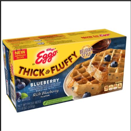 [038000131929] Kellogg's Eggo Waffles Thick & Fluffy Blueberry 11.6 oz