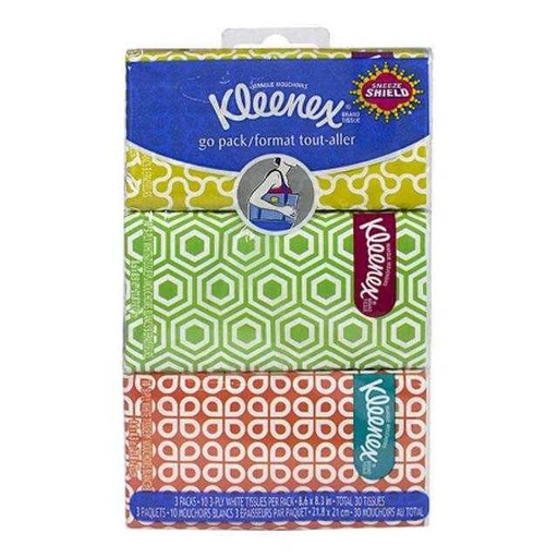 [036000119763] Kleenex Pocket Pack Tissues 3 Pack 30 ct