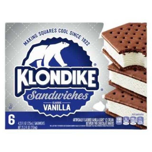 [075856031140] Klondike Classic Vanilla Sandwiches 6 ct 25 oz