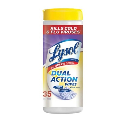 [019200811439] Lysol Dual Action Wipes Citrus Scent 35 ct 9.5 oz