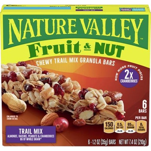 [016000439801] Nature Valley Fruit & Nut Chewy Trail Mix Granola Bars 6 ct 7.4 oz