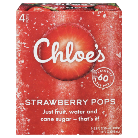 [852838005029] Chloe's Strawberry Pops 4 ct 2.5 oz
