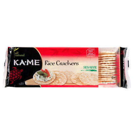 [070844001020] Kame Gluten Free Sesame Rice Crackers 3.5 oz