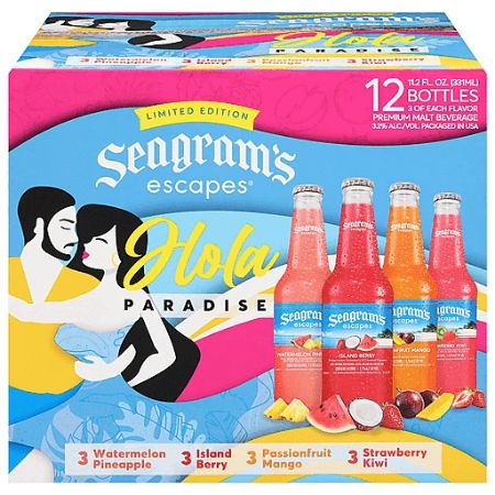 [070310016893] Seagram's Escapes Hola Paradise Variety Pack 12 ct