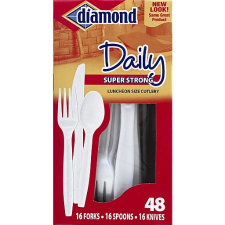 [041426001165] Diamond White Assorted Plastic Cutlery 48 ct