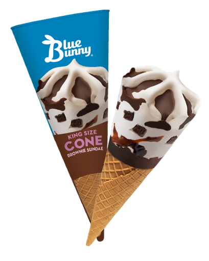 [070640401314] Blue Bunny Vanilla Brownie Sundae Cones 8 oz