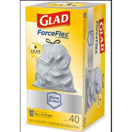 [012587790083] Glad Forceflex Plus Odorshield Unscented 40 ct 13 gal