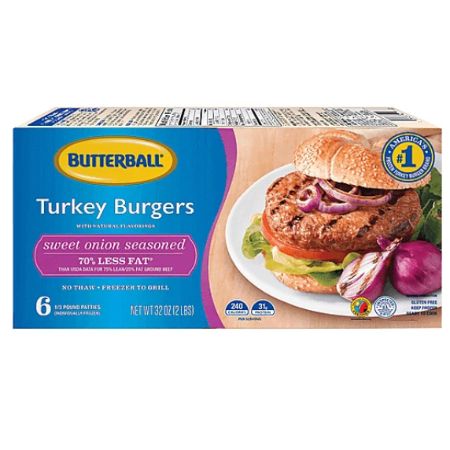 [022655724025] Butterball Everyday Sweet Onion Seasoned Turkey Burgers 32 oz